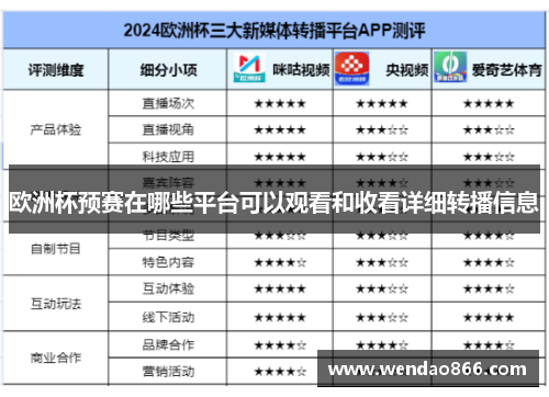 欧洲杯预赛在哪些平台可以观看和收看详细转播信息